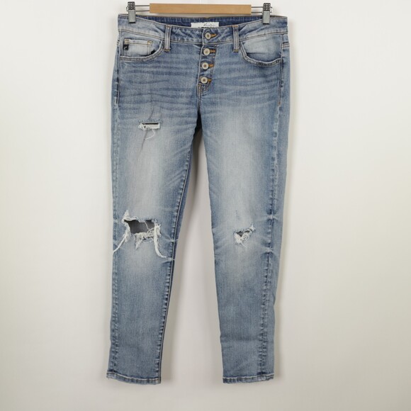 KanCan Estilo Mid Rise button Fly Distressed Jeans 25 - Picture 1 of 8